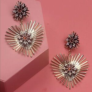 2 FOR $20 Rhinestone Decor Heart Charm Drop Earrings